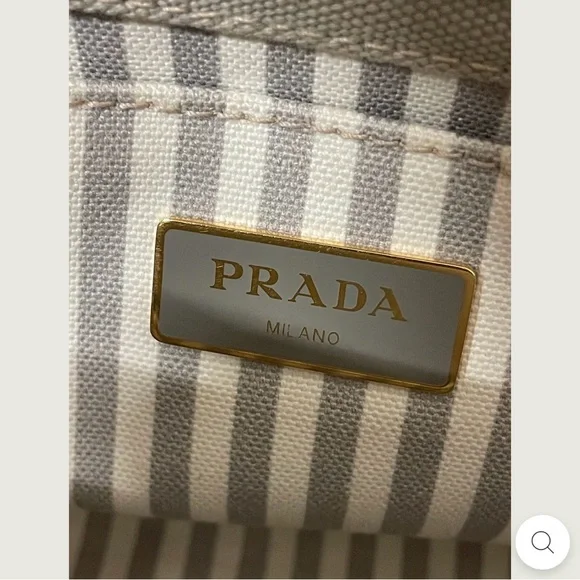 Prada Gray Small Canapa Canvas Women's Bag Authentic